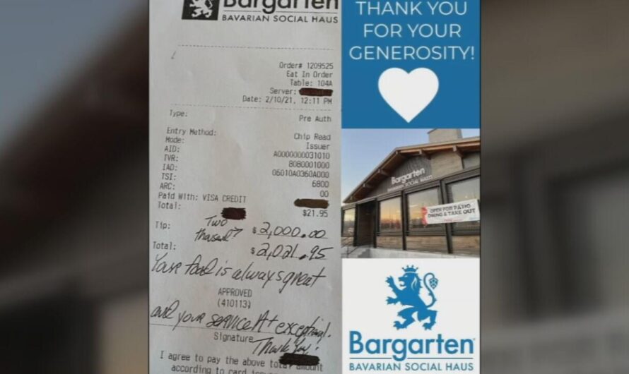 客人留下2000美金小费，吓“惊”全餐馆！