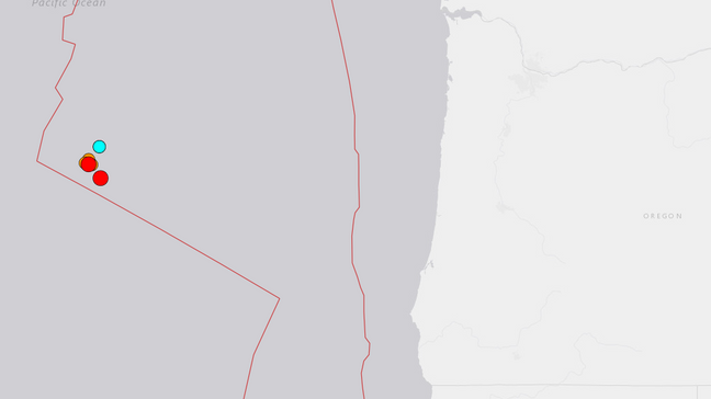 俄勒冈州海岸发生6次地震！