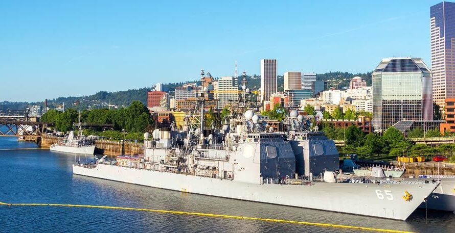 美国加拿大海军军舰停靠波特兰，免费参观！2024玫瑰节