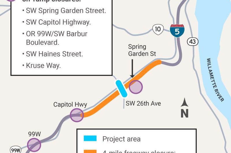 都市圈准备大塞车！波特兰西南5号公路所有车道将关闭！