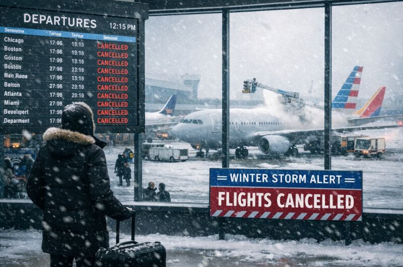 美国东北暴风雪来袭！航班大乱：超1200架次取消