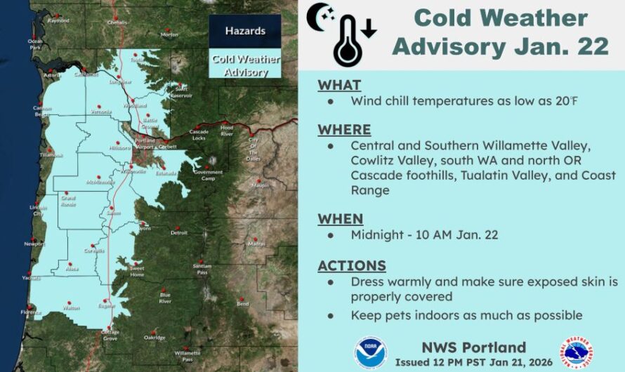 寒冷警报生效！波特兰都市圈体感温度零下7摄氏度！